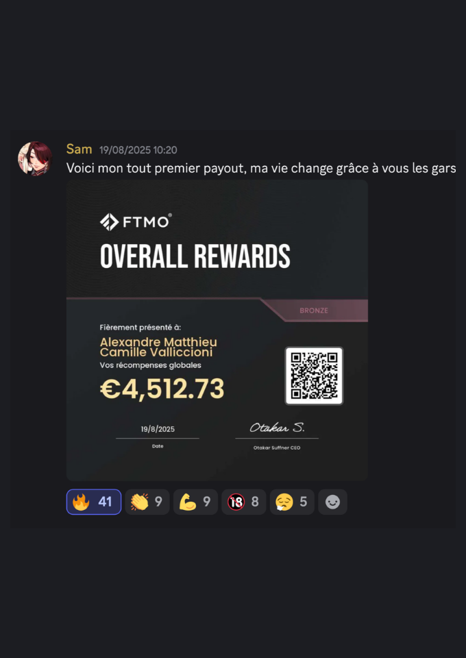 Preuve de payout d'un membre Algora Finance 35