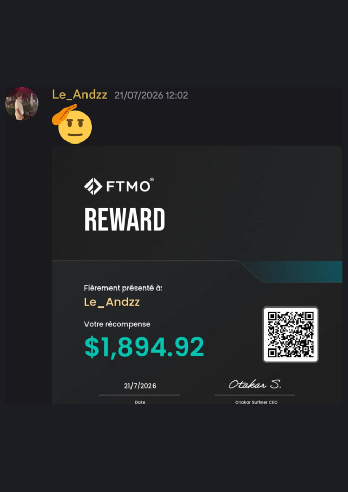 Preuve de payout FTMO de Andy 1