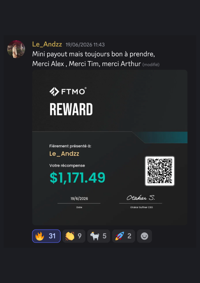Preuve de payout d'un membre Algora Finance 23