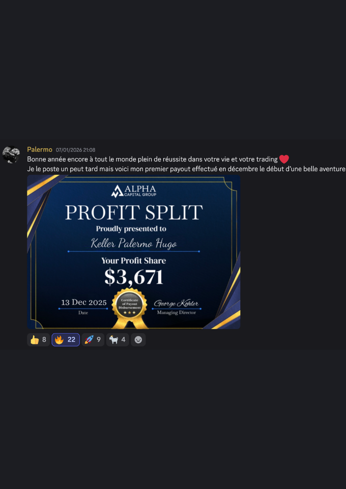 Preuve de payout d'un membre Algora Finance 37
