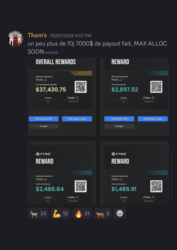 Preuve de payout d'un membre Algora Finance 29